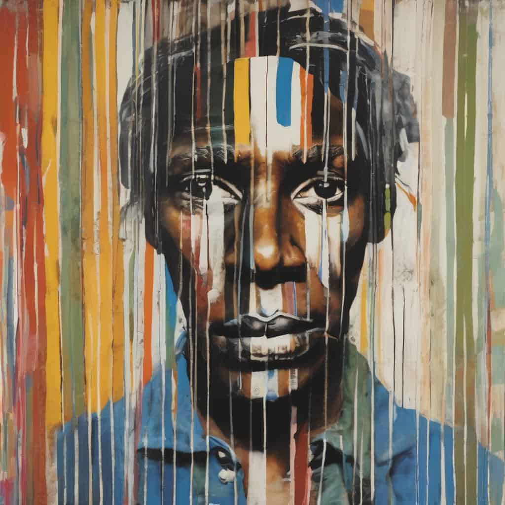 Μοντέρνο graffiti τέχνης με ανθρώπινο πρόσωπο και χρωματικά στοιχεία, συμβολίζοντας το κενό ως δημιουργικό στοιχείο.